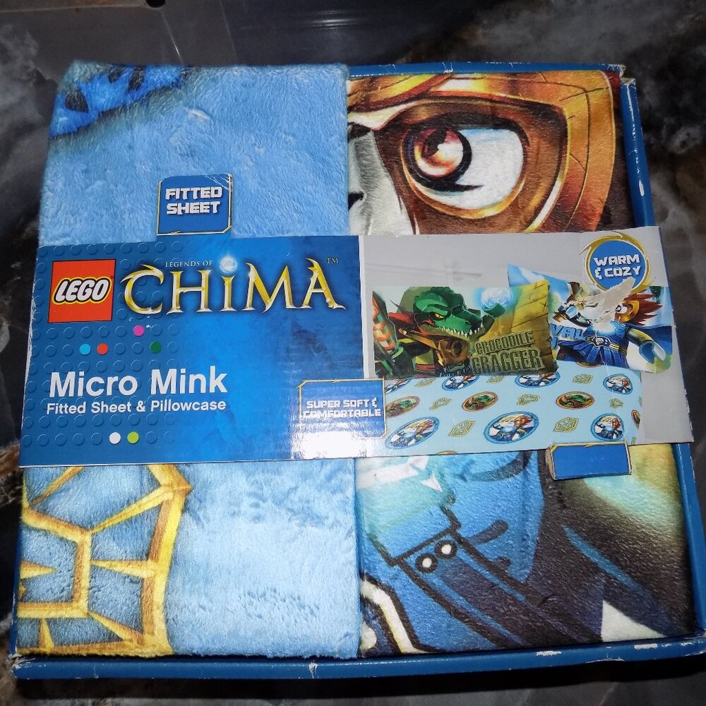 Lego Legends of Chima Micro Mink Fitted Twin Fitted Sheet W/Pillowcase NEW 2013